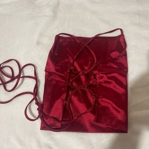 Red satin lace up